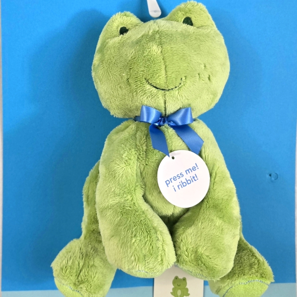 NWT Baby Boys Plush Toy 🐸 FROG Soft 4 Hugs +Snuggles Carter’s 9.5 in approx (1)